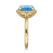 GGabriel & Co. 14K Yellow Gold Diamond & Blue Topaz Floral Ring