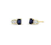 Zoe Chicco 14k Yellow Gold Blue Sapphire & Diamond Stud Earrings