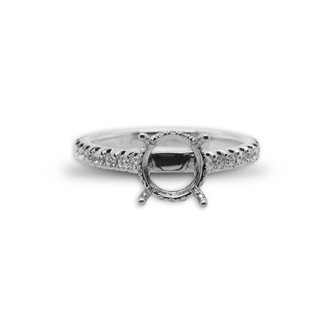 18k White Gold Diamond Semi-Mount Engagement Ring - 0.55cttw
