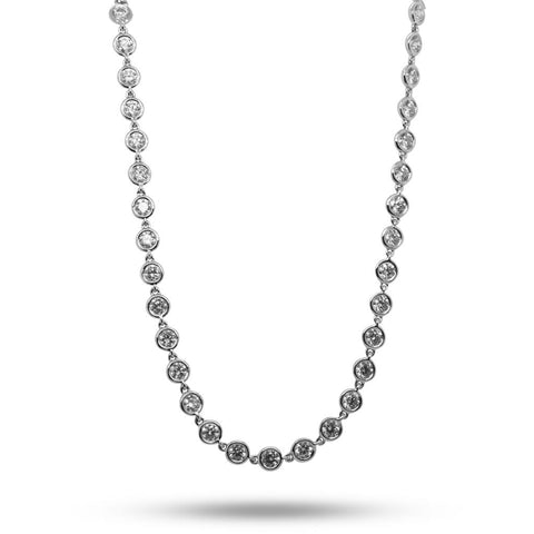 14k White Gold Handmade Diamond Chain Necklace