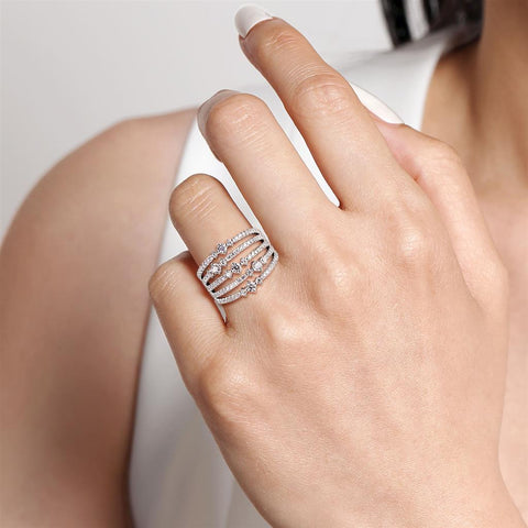 Gabriel & Co. 14k White Gold Wide Diamond Ring - 1.26cttw