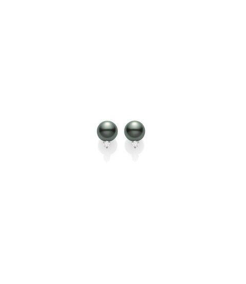 Mikimoto Black Pearl & Diamond Stud Earrings