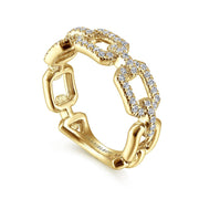Gabriel & Co 14K Yellow Gold Pavé Diamond Chain Link Ring Band - .35cttw