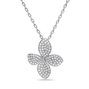 18k White Gold Diamond Flower Necklace - 1.02cttw