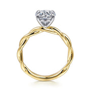 Gabriel & Co Emersin - 14K White-Yellow Gold Twisted Round Diamond Engagement Ring
