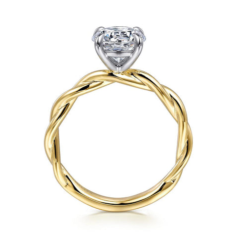Gabriel & Co Emersin - 14K White-Yellow Gold Twisted Round Diamond Engagement Ring