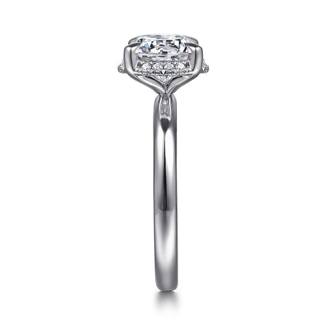 Gabriel & Co. Symphony -14K White Gold Round Hidden Halo Diamond and 2.2mm Plain Shank