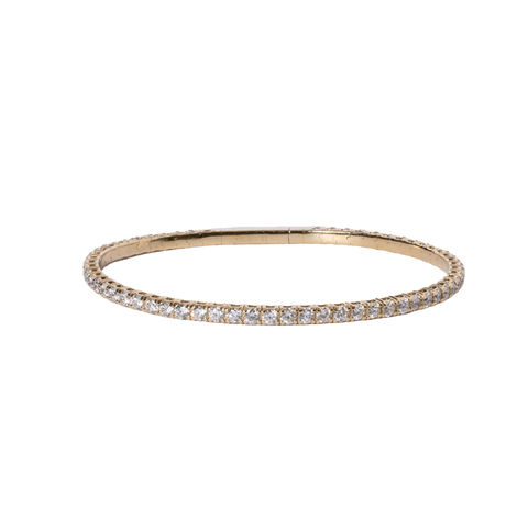 14k Yellow Gold Flexible Diamond Bangle Bracelet - 4.0cttw
