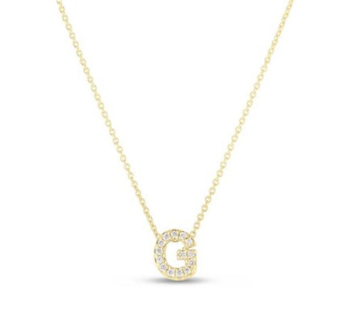 Roberto Coin 18k Yellow Gold Diamond Love Letter "G" Necklace - .06cttw