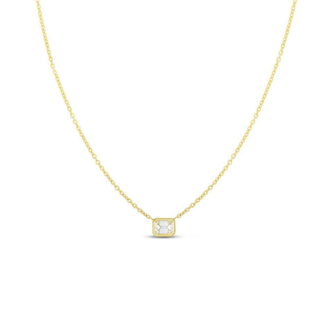 Roberto Coin 18k Yellow Gold Bezel Set Diamond Necklace - .17cttw