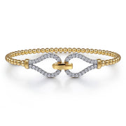 Gabriel & Co. 14k Yellow Gold Bujukan Bead & Diamond Bangle Bracelet -.75cttw