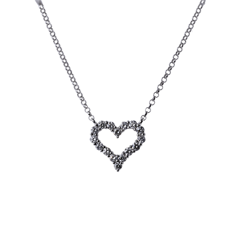 18k White Gold Diamond Heart Necklace - .28cttw