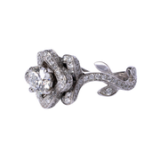 14k White Gold & Diamond Flower-Shaped Ring