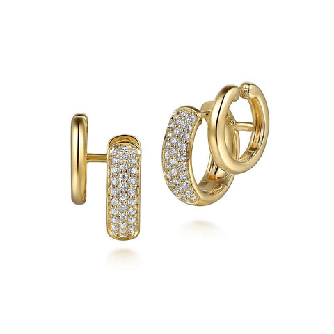 Gabriel & Co. 14k Yellow Gold Diamond Double Huggie Hoop Earrings - .50cttw