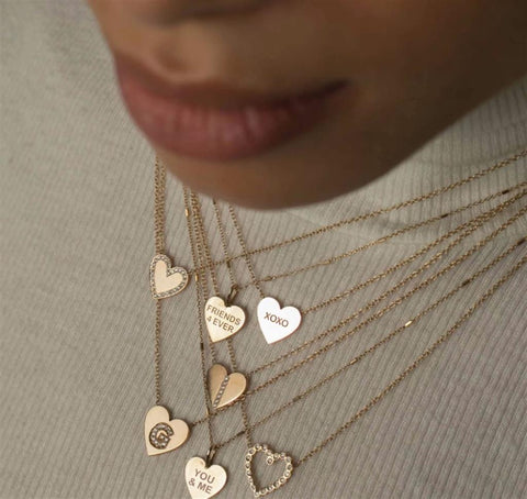 Zoe Chicco 14k Yellow Gold Diamond Small Open Heart Necklace - .10cttw