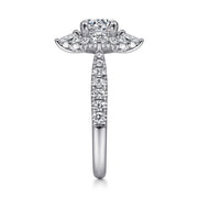 Gabriel & Co Astor - Unique 14K White Gold Round Halo Diamond Engagement Ring