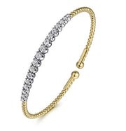 Gabriel & Co 14k Yellow Gold Bujukan Diamond Cuff Bracelet - .74cttw