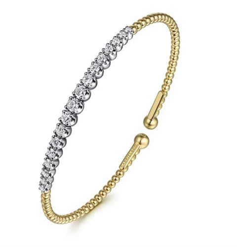 Gabriel & Co 14k Yellow Gold Bujukan Diamond Cuff Bracelet - .74cttw