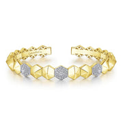 Gabriel & Co. 14k Yellow Gold Hexagonal Pyramid & Pave Diamond Split Bangle - .25cttw