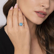 Gabriel & Co. 14k Yellow Gold Blue Topaz & Diamond Ring