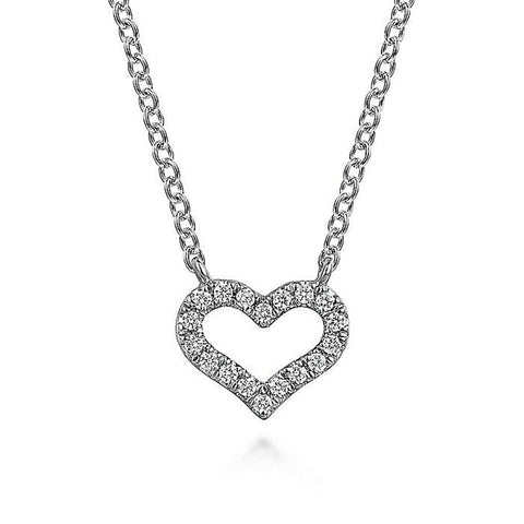 Gabriel & Co 14k White Gold Diamond Heart Pendant Necklace -.07cttw