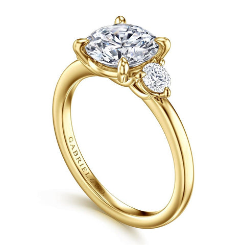 Gabriel & Co. 14k Yellow Gold 3-Stone Engagement Ring Mounting - .34cttw