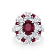 18k White Gold 3.01ct Oval Cut Ruby & Diamond Ring