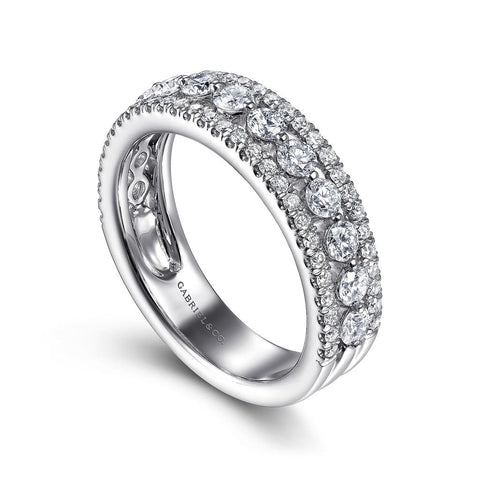 Gabriel & Co. 14k White Gold Wide Diamond Band - 1.11cttw