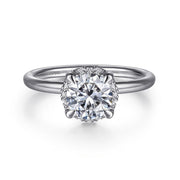 Gabriel & Co. Seattle - 14K White Gold Round Hidden Halo Diamond Engagement Ring