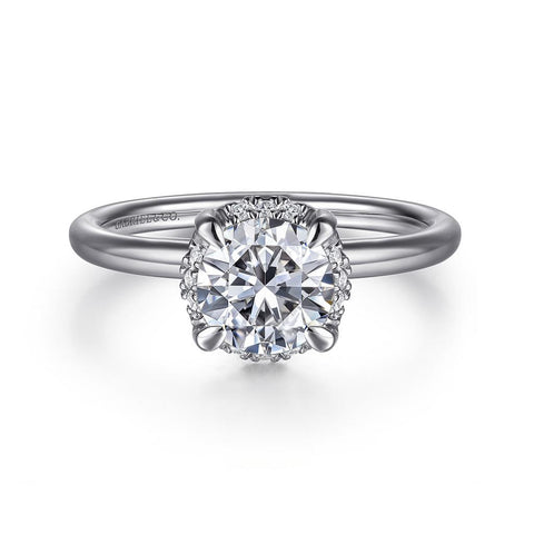 Gabriel & Co. 14K White Gold Round Hidden Halo Diamond Engagement Ring Mounting