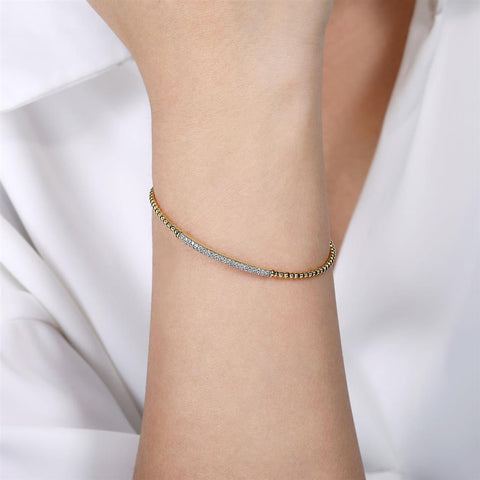 Gabriel & Co. 14k Yellow Gold Bujukan Diamond Split Bangle Bracelet -.34cttw