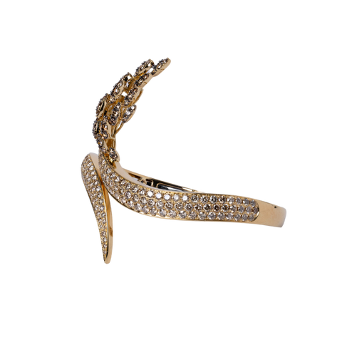 Roberto Coin Yellow Gold Brown Diamond Hinged Cuff Bracelet