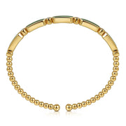 Gabriel & Co. 14k Yellow Gold Diamond and Malachite Bujukan Bangle Bracelet