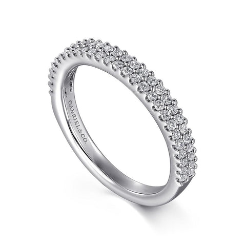 14K White Gold Double Row Diamond Band - .32cttw