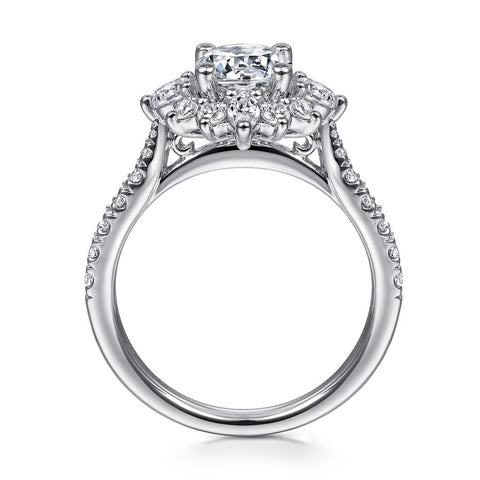 Gabriel & Co Astor - Unique 14K White Gold Round Halo Diamond Engagement Ring