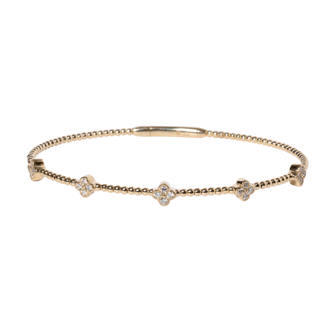 14k Yellow Gold Beaded & Diamond Station Bracelet - .35cttw