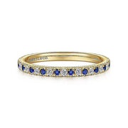 Gabriel & Co. 14K Yellow Gold Diamond and Sapphire Anniversary Band - 0.15 ct