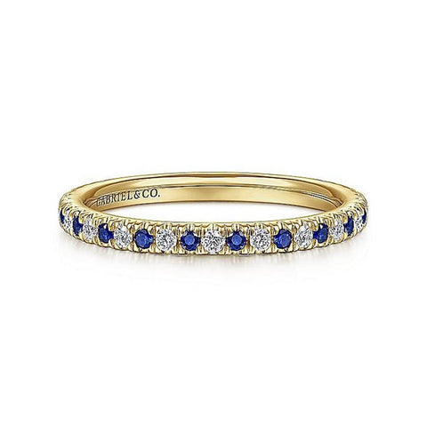 Gabriel & Co. 14K Yellow Gold Diamond and Sapphire Anniversary Band - 0.15 ct