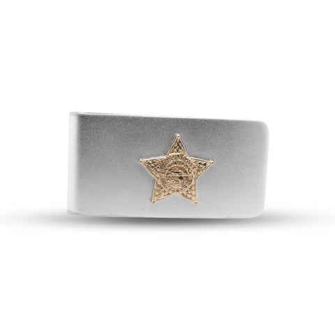 Sterling Silver Money Clip With A Yellow Gold Santa Rosa Sheriff Star
