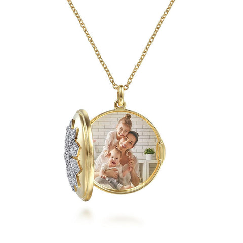 Gabriel & Co. 14k Yellow Gold Diamond Locket Necklace - .74cttw