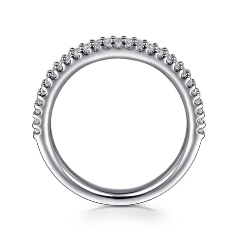 14K White Gold Double Row Diamond Band - .32cttw