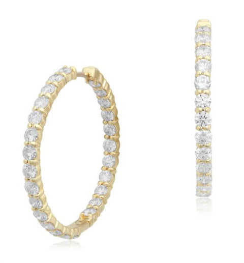 Roberto Coin 18k Yellow Gold Diamond Inside-Out Hoop Earrings - 5.55cttw