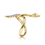 Gabriel & Co. 14k Yellow Gold Diamond Snake Ring - .15cttw