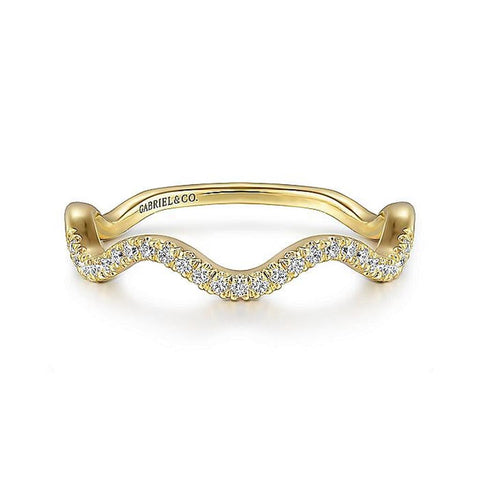 Gabriel & Co. 14K Yellow Gold Diamond Wave Stackable Ring