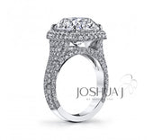 Platinum 7.09ct Cushion Cut Diamond Halo Ring - 9.24cttw