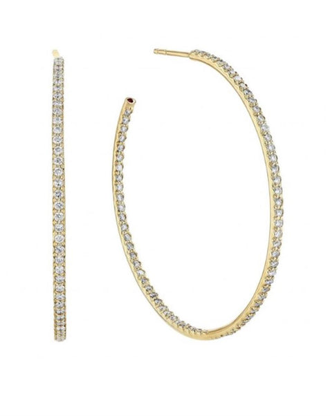 Roberto Coin 18k Yellow Gold Diamond Hoop Earrings - 1.40cttw