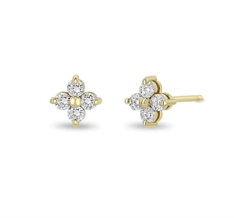 Zoe Chicco 14k Yellow Gold Diamond Quad Stud Earrings - .24cttw