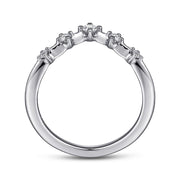 Gabriel & Co Rouix - 14K White Gold Curved Diamond Anniversary Band - 0.17 ct
