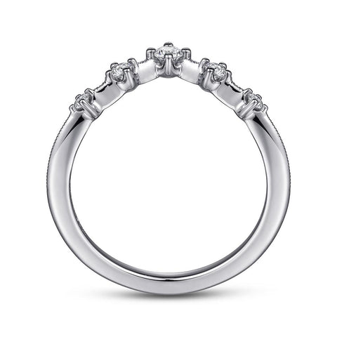 Gabriel & Co Rouix - 14K White Gold Curved Diamond Anniversary Band - 0.17 ct