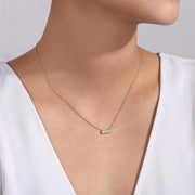 Gabriel & Co. 14k Yellow Gold Ractangle Diamond Pendant Necklace - .18cttw
